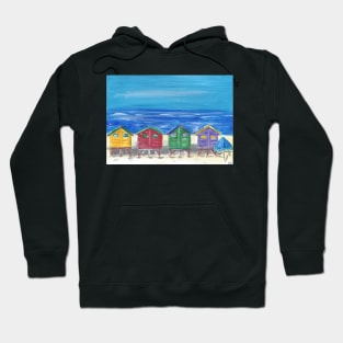 Colourful beach huts painting Hoodie